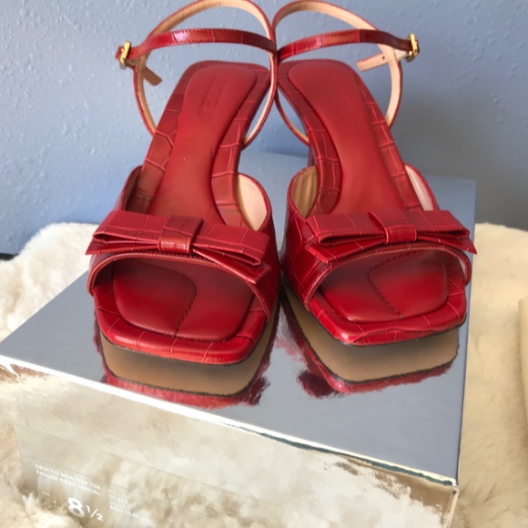 Red leather J Crew sandals size 8.5 - Picture 8 of 11